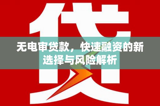 裕民无电审贷款，快速融资的新选择与风险解析