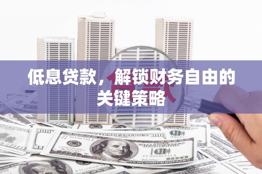裕民低息贷款，解锁财务自由的关键策略