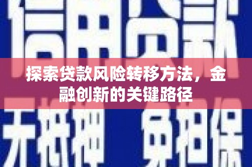 裕民探索贷款风险转移方法，金融创新的关键路径
