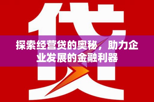 裕民探索经营贷的奥秘，助力企业发展的金融利器