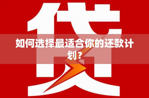 裕民如何选择最适合你的还款计划？
