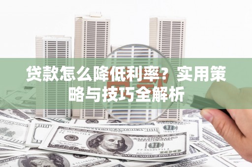 裕民贷款怎么降低利率？实用策略与技巧全解析